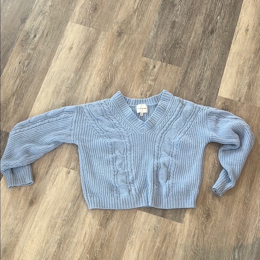 Cozy Blue Cable Knit Sweater